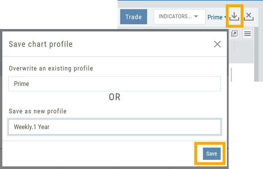 Save chart profile dialog