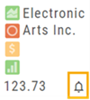 A quote tile with the alert bell icon beside the price