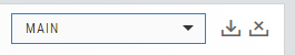 Chart profile dropdown (MAIN) with the save and delete icons beside it
