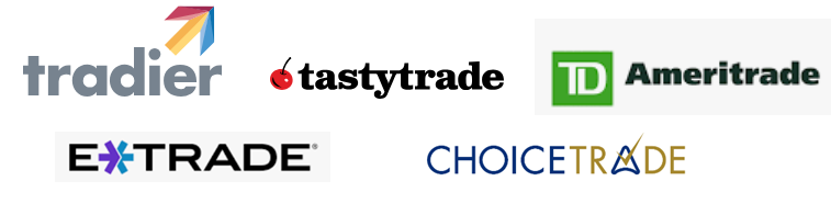 Brokerage logos: Tradier, tastytrade, TD Ameritrade, E*TRADE, and ChoiceTrade