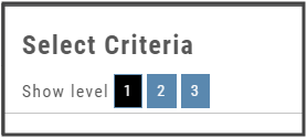 The Screener's Select Criteria box with Show level 1, 2, 3 buttons