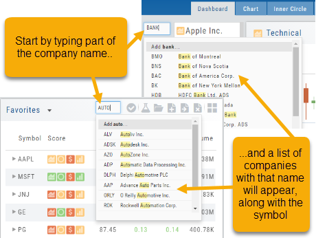 Symbol search in action: typing 