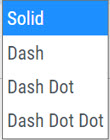 The trendline Line Type choices: Solid, Dash, Dash Dot, Dash Dot Dot