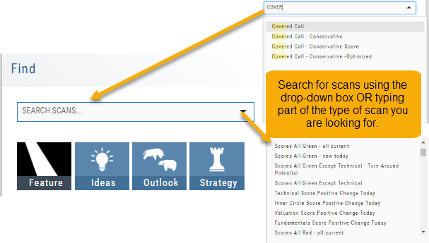 The Find search box with 