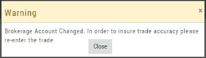 The Warning dialog: 